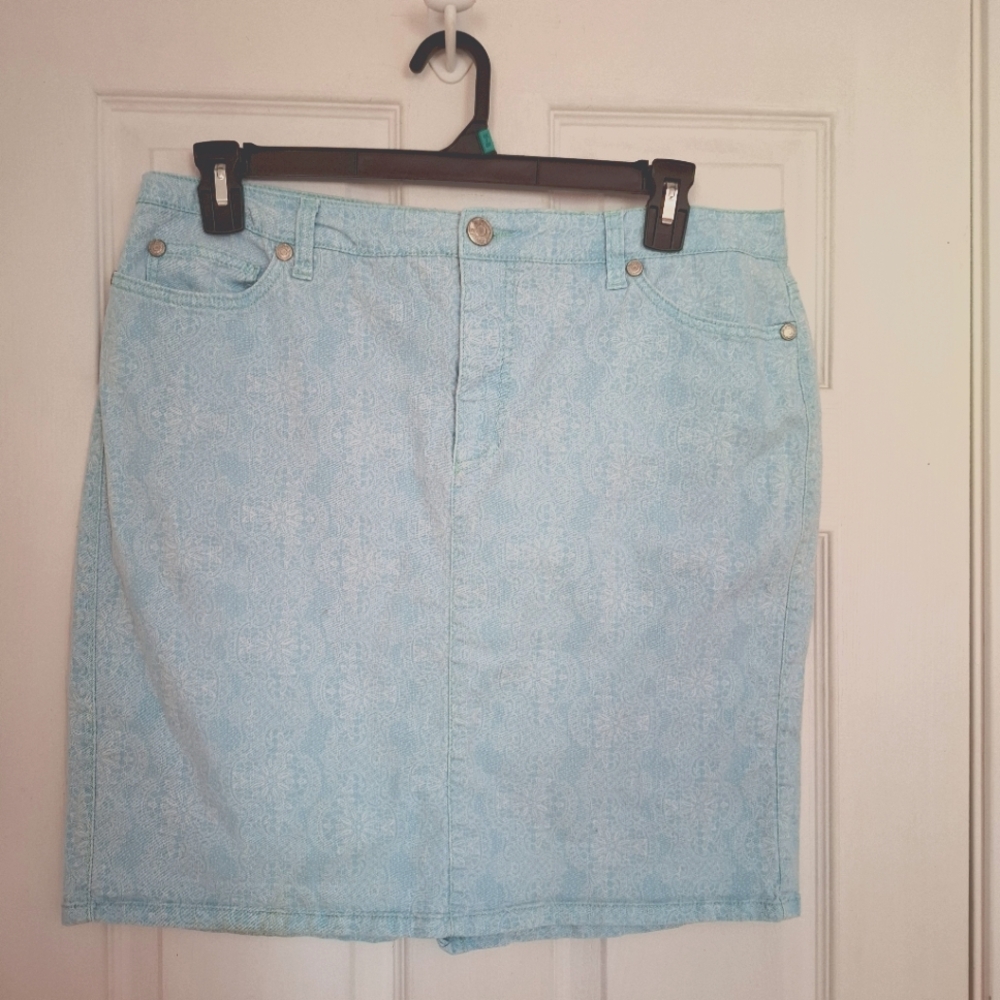 Nine West Vintage America Collection Sea Green Denim Skirt Size 33/ 16